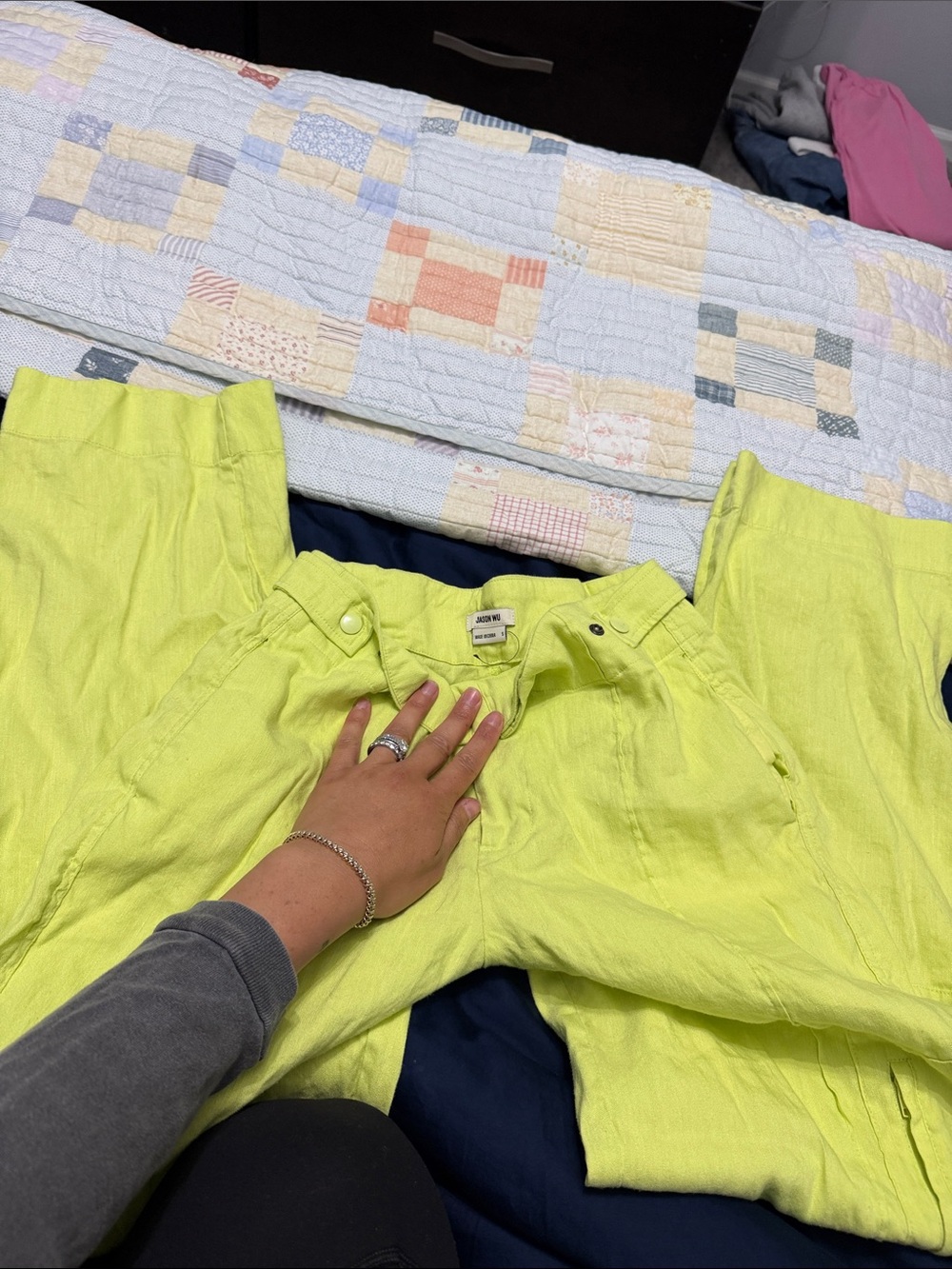 Jason Wu Size S Neon Lime Wide-Leg Pants
